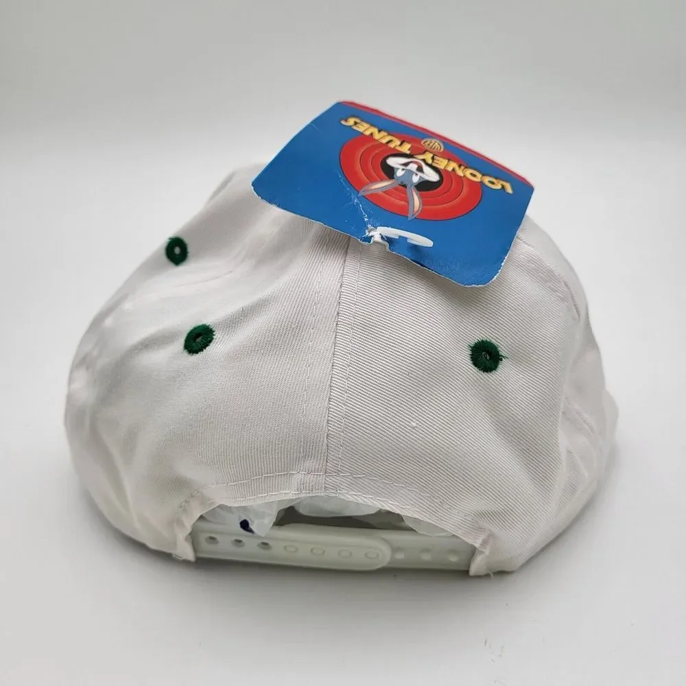 Vtg Taz White Hat‎ Looney Tunes One Size Snapback Pot of Gold St. Patrick's Day